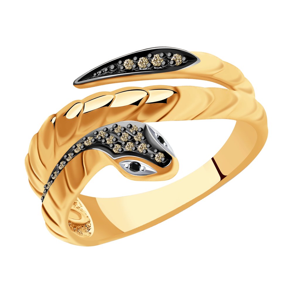 Inel din Aur Roz 14K cu Diamante ""Sarpe"", articol 7010067, previzualizare foto 1