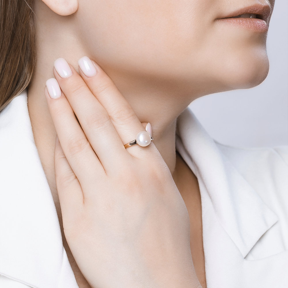 Inel din Aur Roz 14K cu Perla, articol 791010, previzualizare foto 3