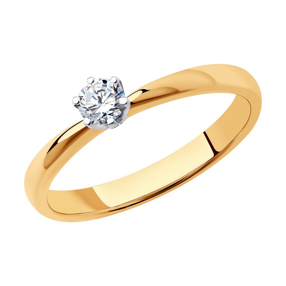 Inel din Aur Roz 14K cu Diamant, articol 1012128, previzualizare foto 1
