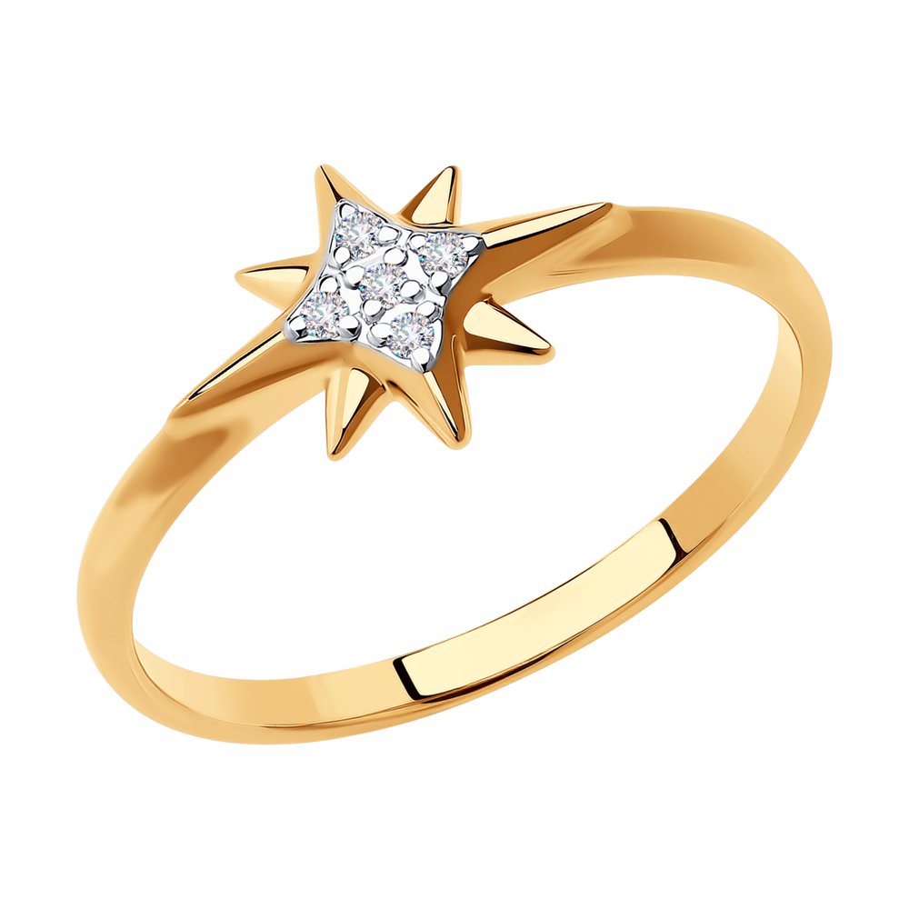 Inel din Aur Roz 14K cu Diamante Swarovski, articol 1012014-5, previzualizare foto 1