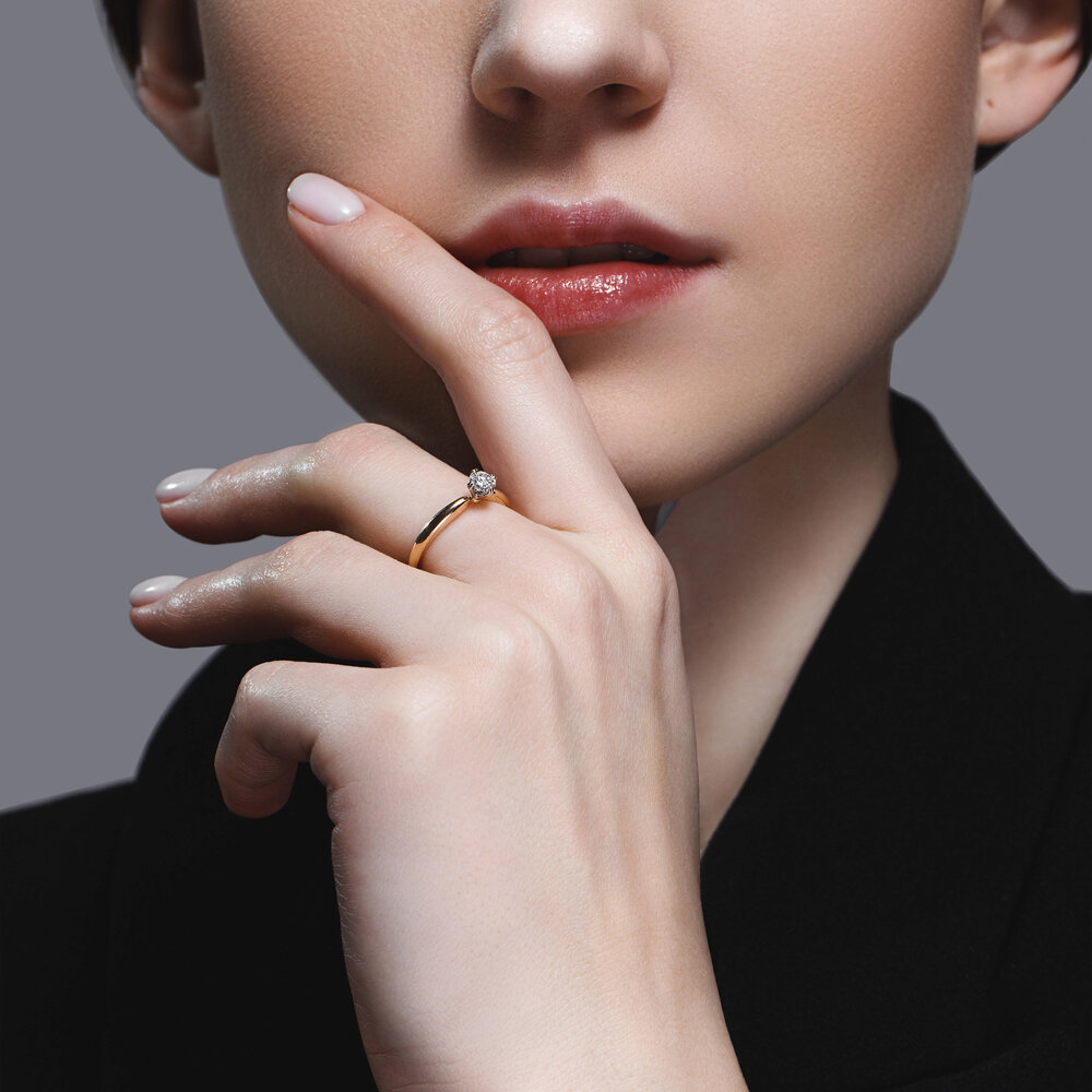 Inel din Aur Roz 14K cu Diamant, articol 9010067-36, previzualizare foto 4