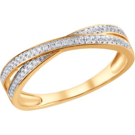 Inel din Aur Roz 14K cu Diamante, articol 1019006-7, previzualizare foto 1