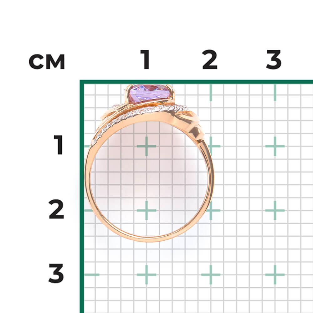 Inel Aur Roz 14K cu Ametist,Zirconiu, articol 01-2169-00-209-1110-46 №14 42, previzualizare foto 2