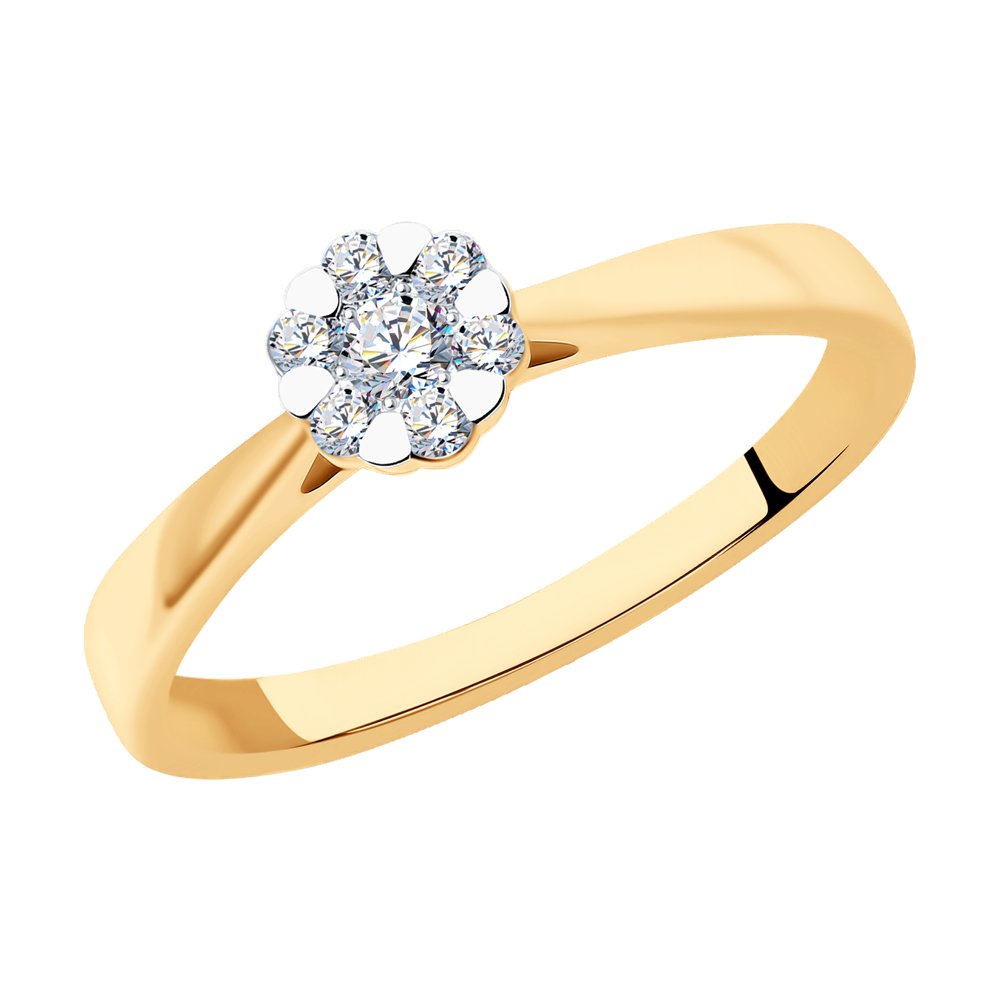 Inel din Aur Roz 14K cu Diamante, articol 1012196, previzualizare foto 1