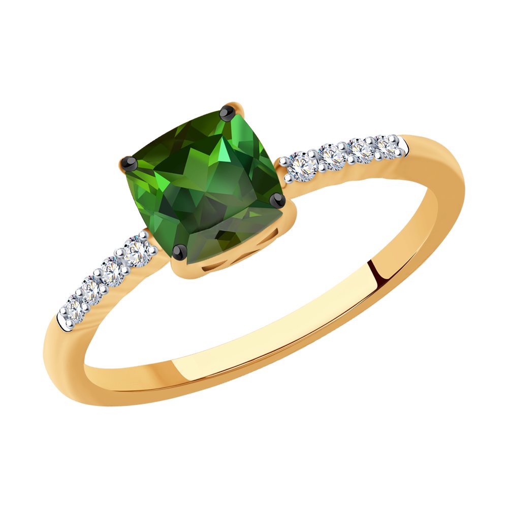 Inel din Aur Roz 14K cu Diamante si Turmalina, articol 6014204, previzualizare foto 1