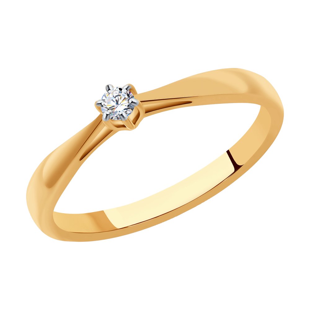Inel din Aur Roz 14K cu Diamant, articol 1011345, previzualizare foto 1