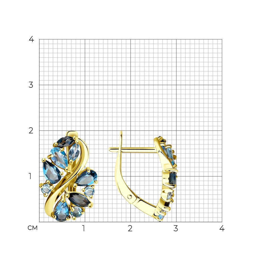 Cercei din Aur Galben 14K cu Topaz , articol 725136-2, previzualizare foto 2