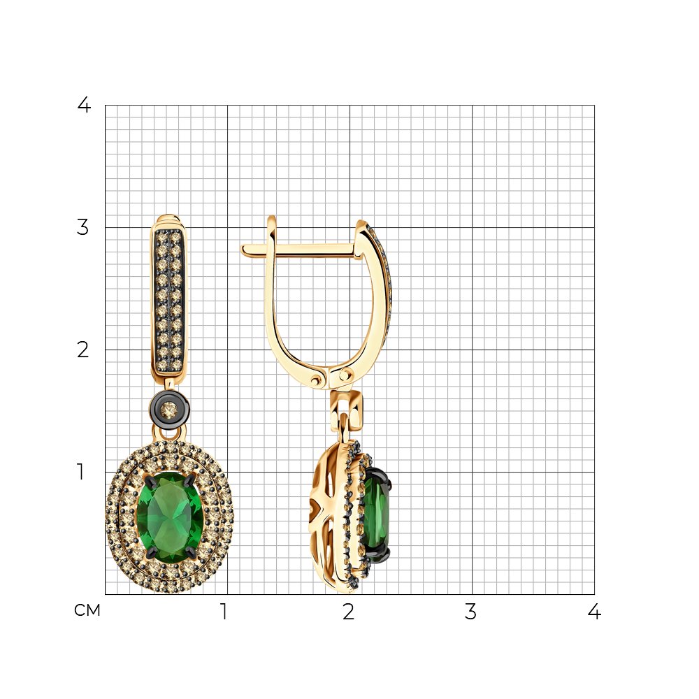 Cercei din Aur Roz 14K cu Diamante Coniac si Turmalina, articol 6024250, previzualizare foto 3