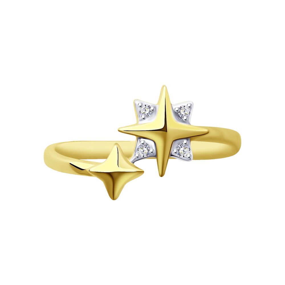 Inel din Aur Galben 14K cu Diamante Swarovski, articol 1012021-5, previzualizare foto 3