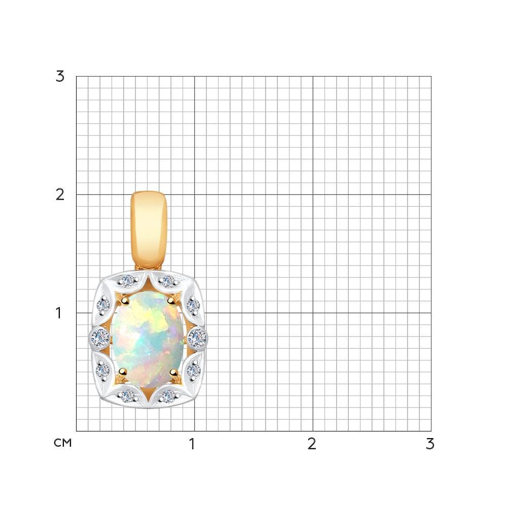 Pandantiv din Aur Roz 14K cu Diamante si Opal, articol 6034022, previzualizare foto 3