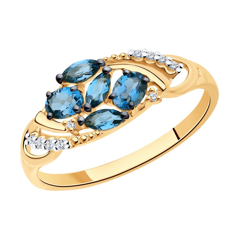 Inel din Aur Roz 14K cu Topaz London si Zirconiu, articol 714241, previzualizare foto 1