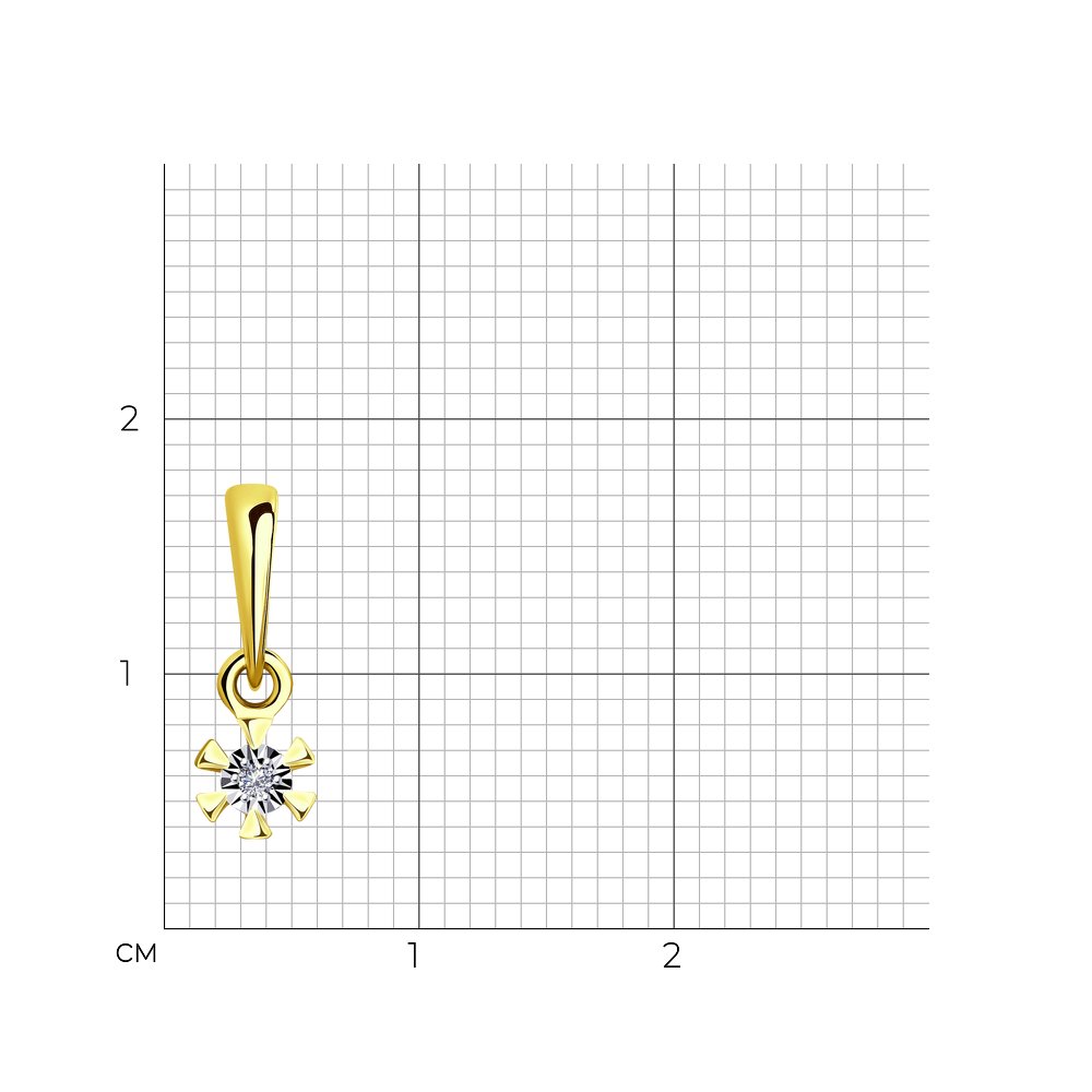 Pandantiv din Aur Galben 14K cu Diamant, articol 1030778-2, previzualizare foto 3