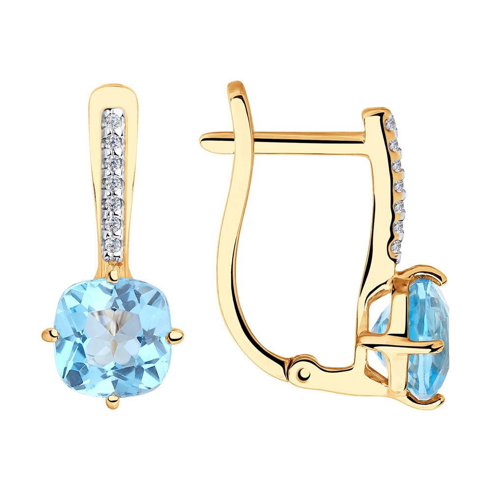 Cercei din Aur Roz 14k cu Topaz si Zirconiu, articol 725861, previzualizare foto 1