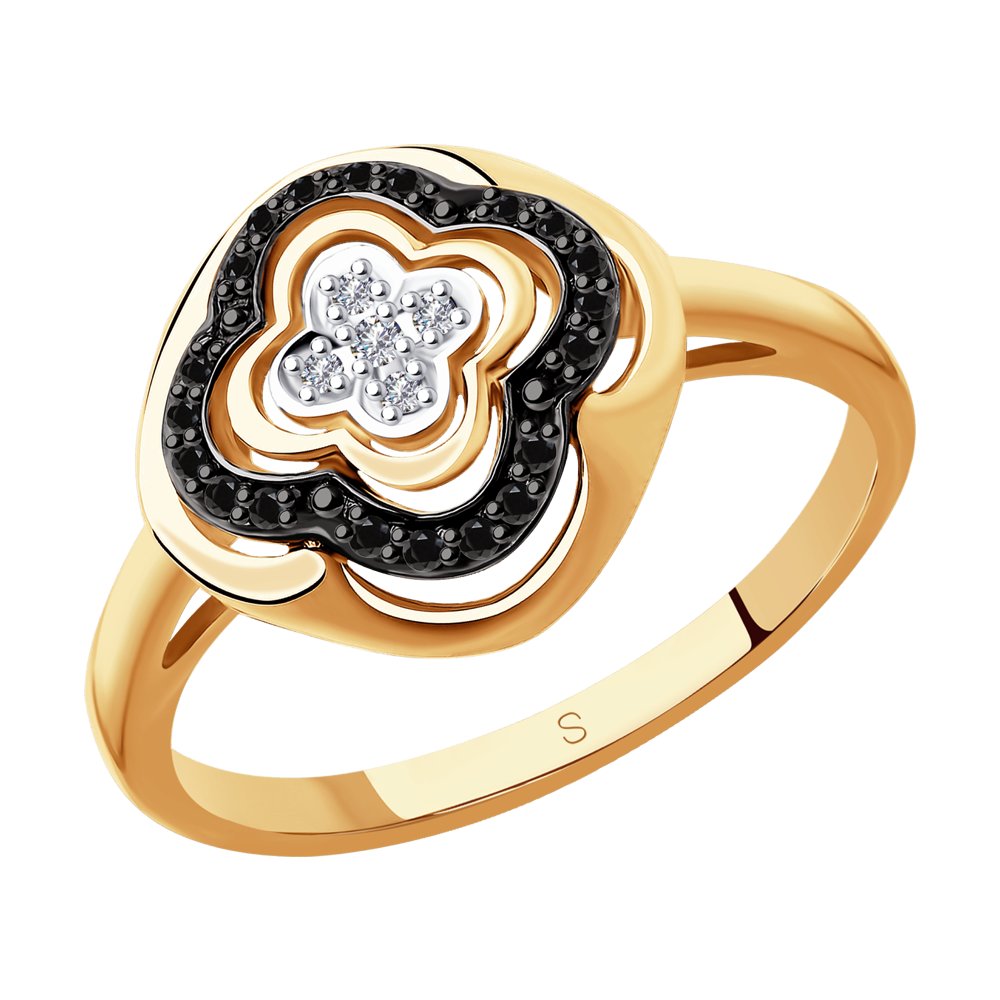 Inel din Aur cu Diamante Negre si Incolore, articol 7010047, previzualizare foto 1