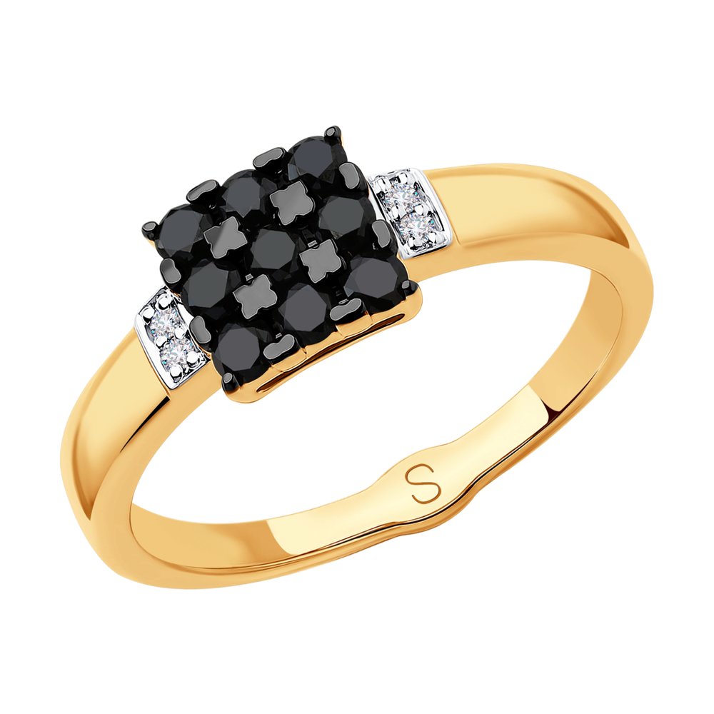 Inel din Aur Roz 14K cu Diamante Incolore si Negre, articol 7010049, previzualizare foto 1