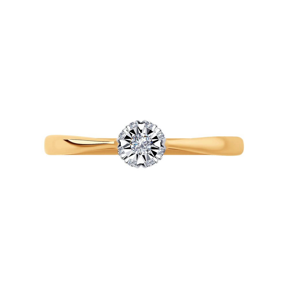 Inel din Aur Roz 14K cu Diamant, articol 1011760, previzualizare foto 3