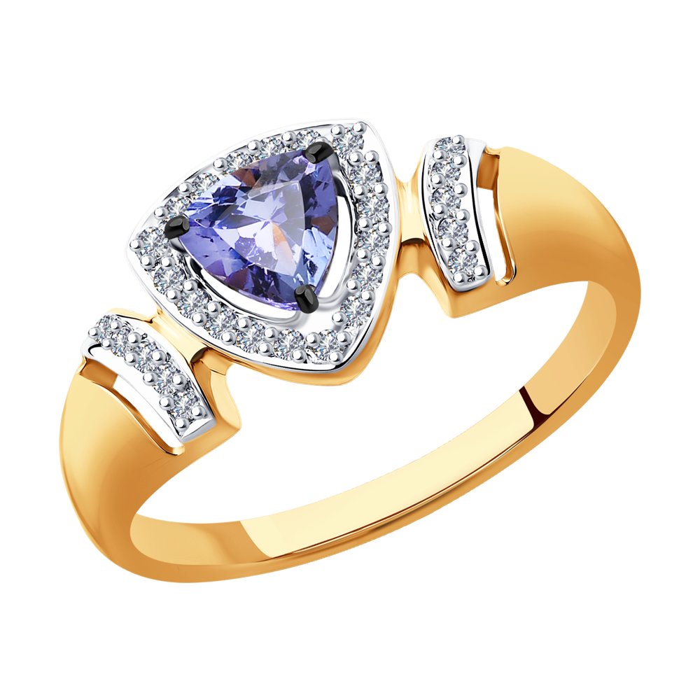 Inel din Aur Roz 14K cu Diamante si Tanzanit, articol 6014117, previzualizare foto 1
