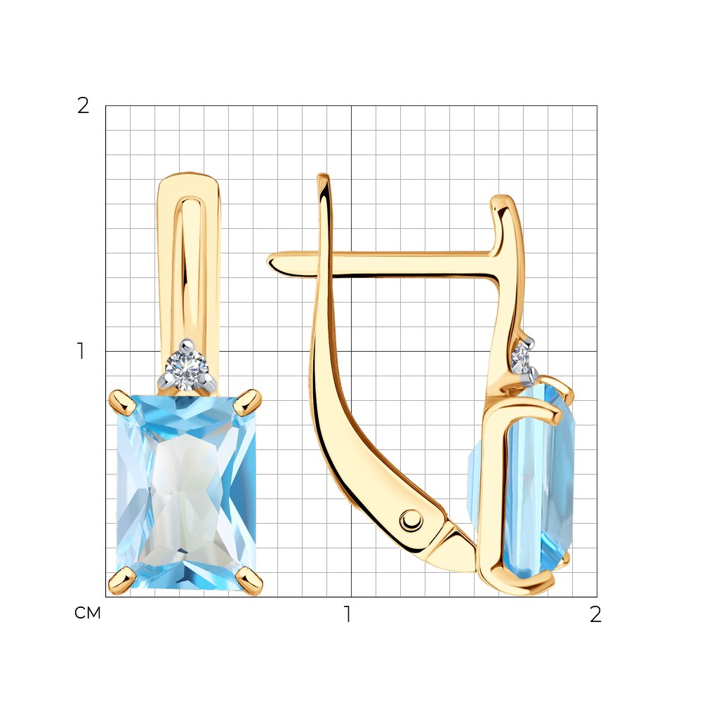 Cercei din Aur Roz 14K cu Topaz si Zirconiu, articol 727436, previzualizare foto 2