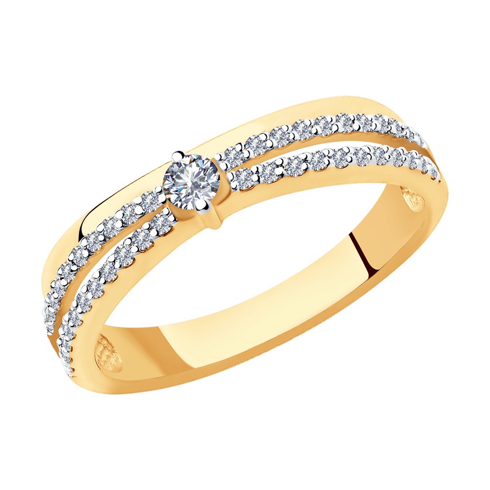 Inel din Aur Roz 14K cu Diamante, articol 1011896, previzualizare foto 1