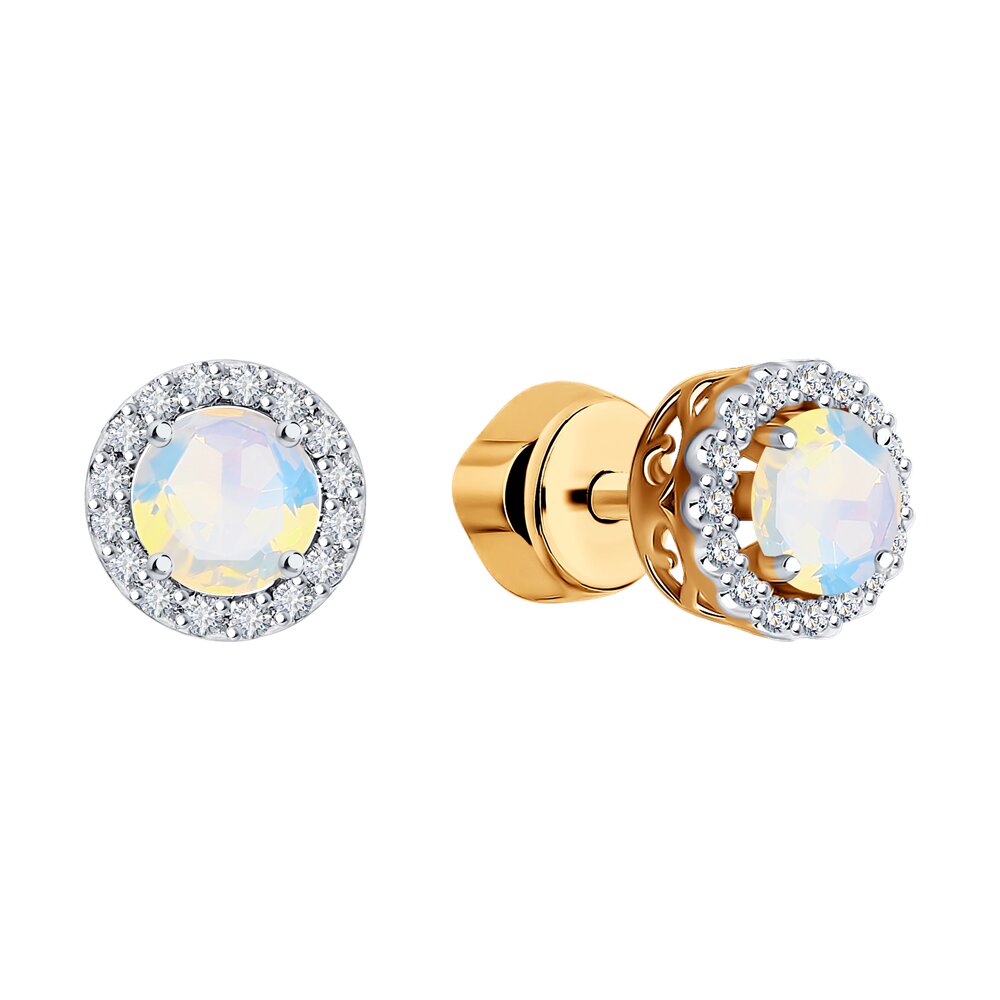 Cercei din Aur Roz 14K cu Opal si Diamante, articol 6024198, previzualizare foto 2