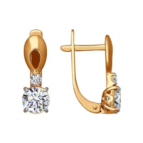 Cercei din Aur Roz 14K cu Zirconiu Swarovski, articol 81020176, previzualizare foto 1