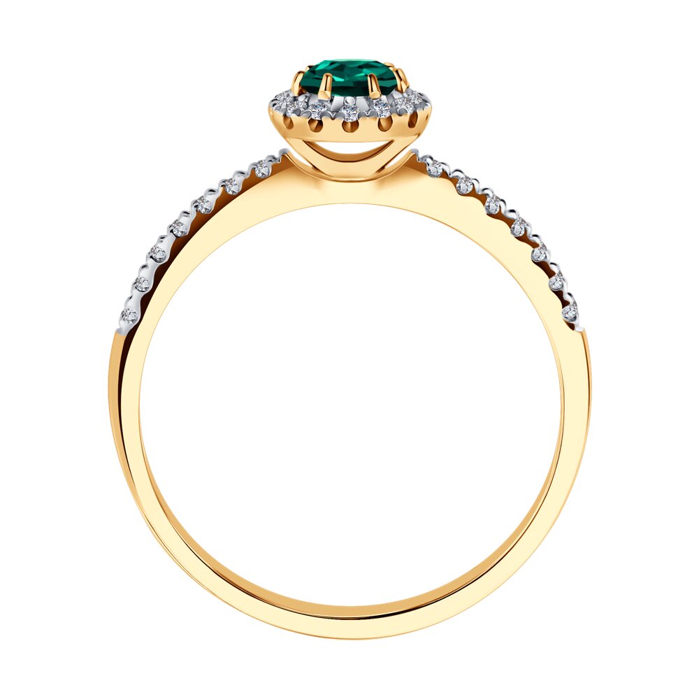 Inel din Aur Roz 14K cu Diamante si Smarald , articol 3010593, previzualizare foto 3