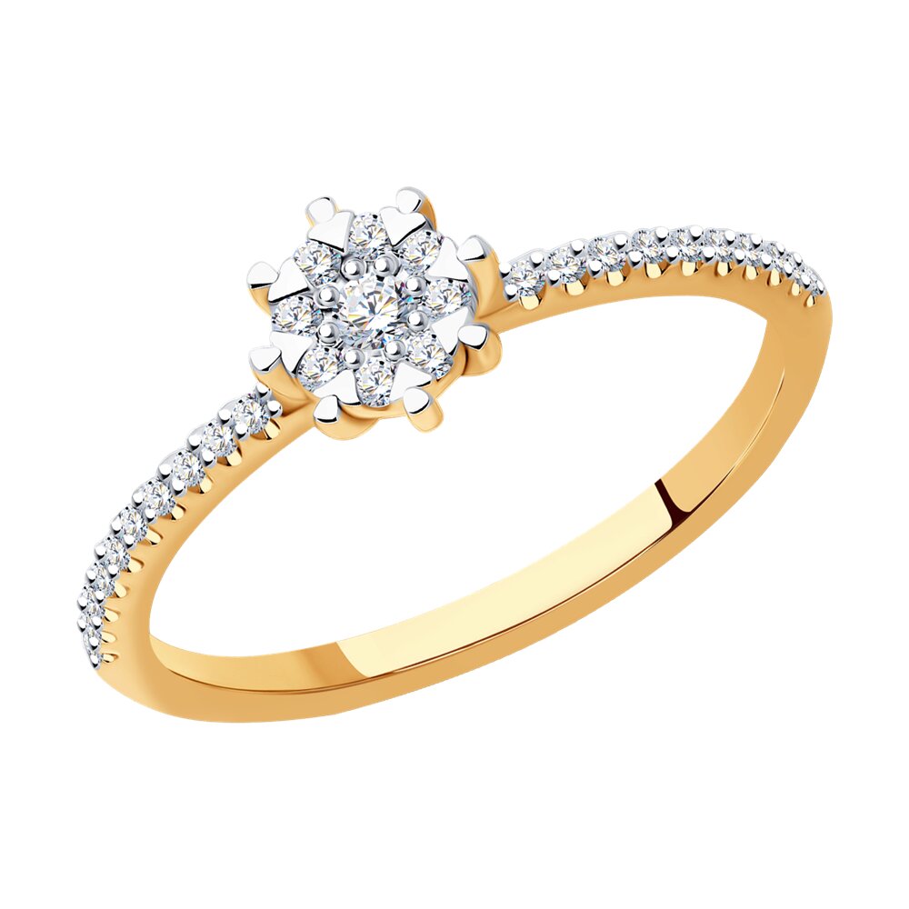 Inel din Aur Roz 14K cu Diamante, articol 1012329, previzualizare foto 1