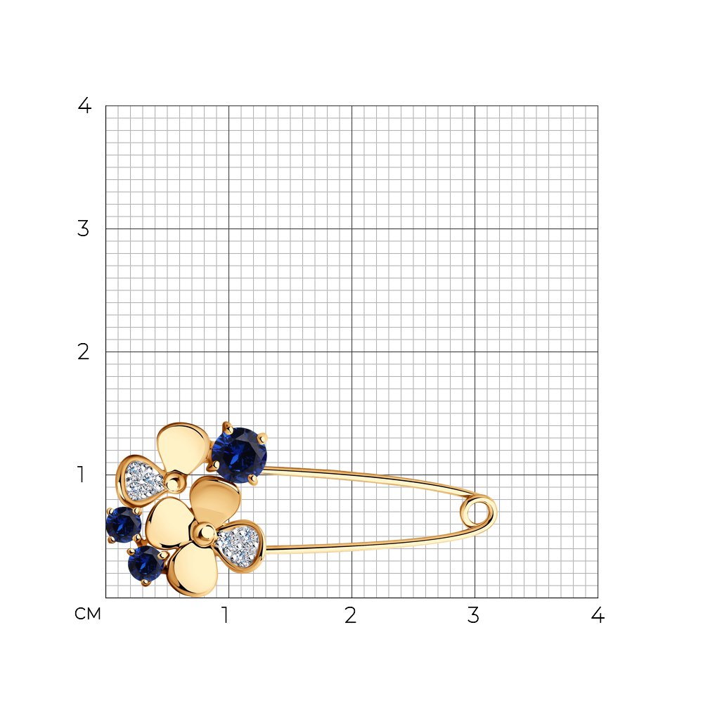 Brosa din Aur Roz 14K cu Corund si Zirconiu ”Floare”
