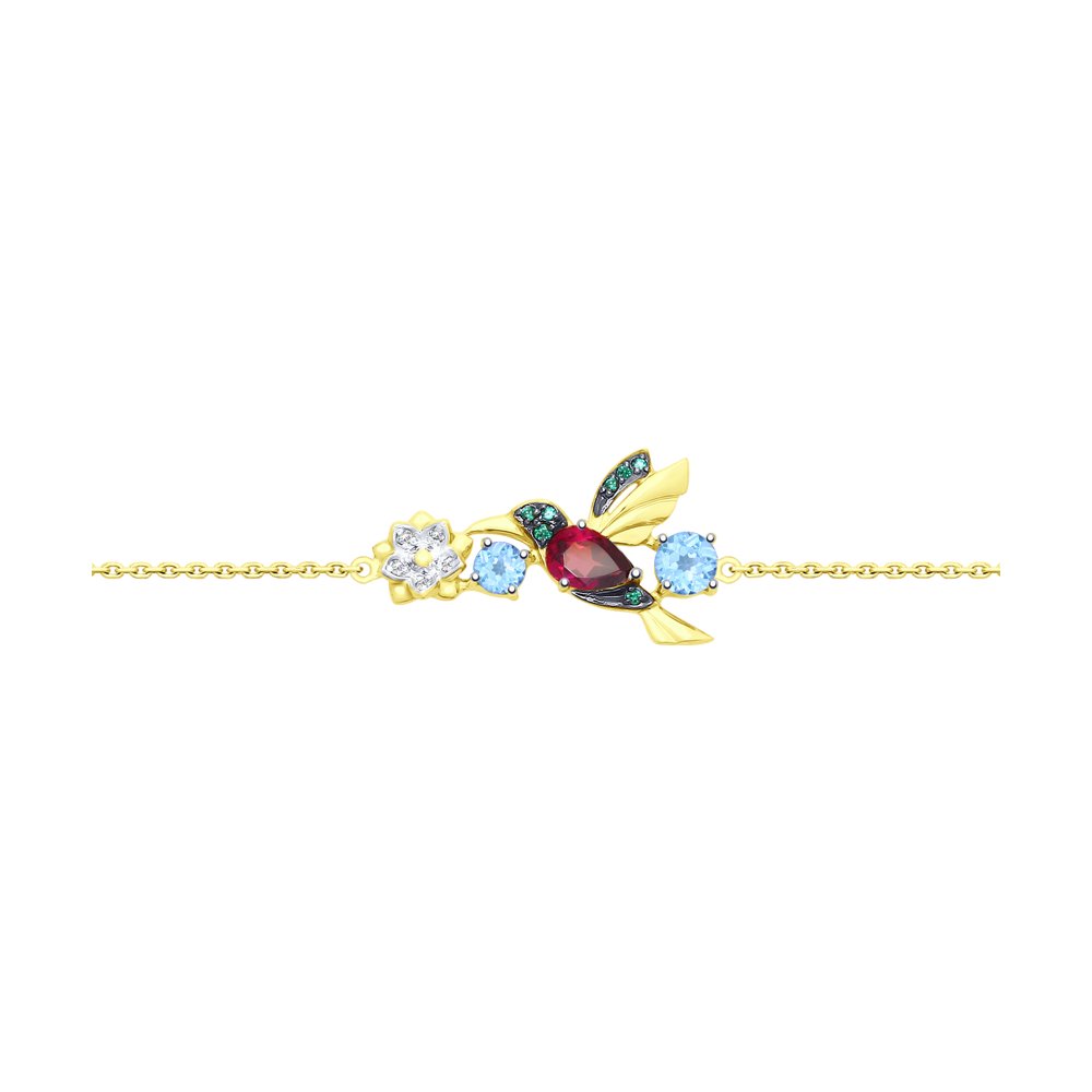 Bratara din Aur Galben 14K cu Topaz, Rodolit si Zirconiu ”Colibri”, articol 750284-2, previzualizare foto 1