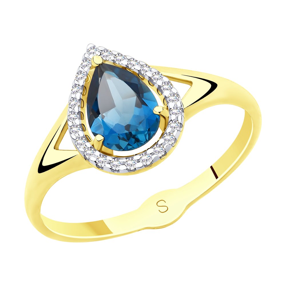Inel din Aur Galben 14K cu Topaz si Zirconiu, articol 715522-2, previzualizare foto 1