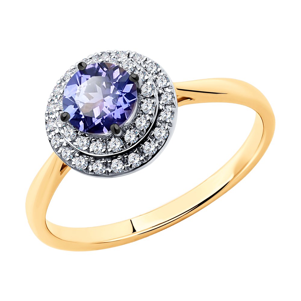 Inel din Aur Roz 14K cu Diamante si Tanzanit, articol 6014141, previzualizare foto 1