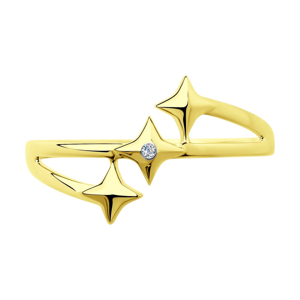 Inel din Aur Galben 14K cu Diamant Swarovski, articol 1012020-5, previzualizare foto 2