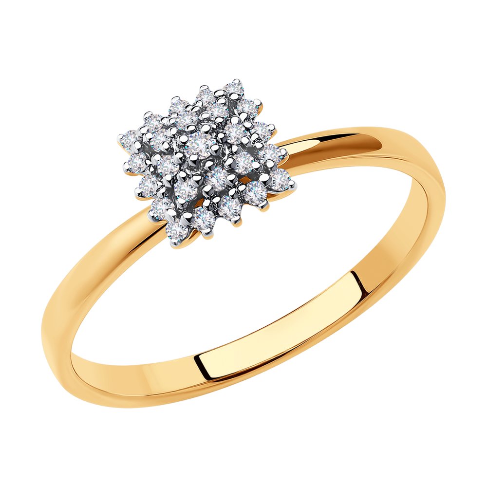 Inel din Aur Roz 14K cu Diamante, articol 1012015, previzualizare foto 1