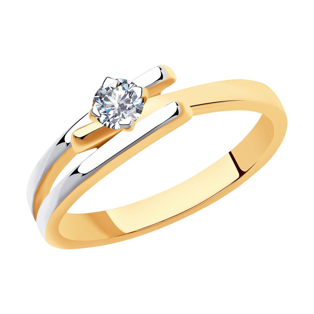 Inel din Aur Roz 14K cu Diamant, articol 1011900, previzualizare foto 1