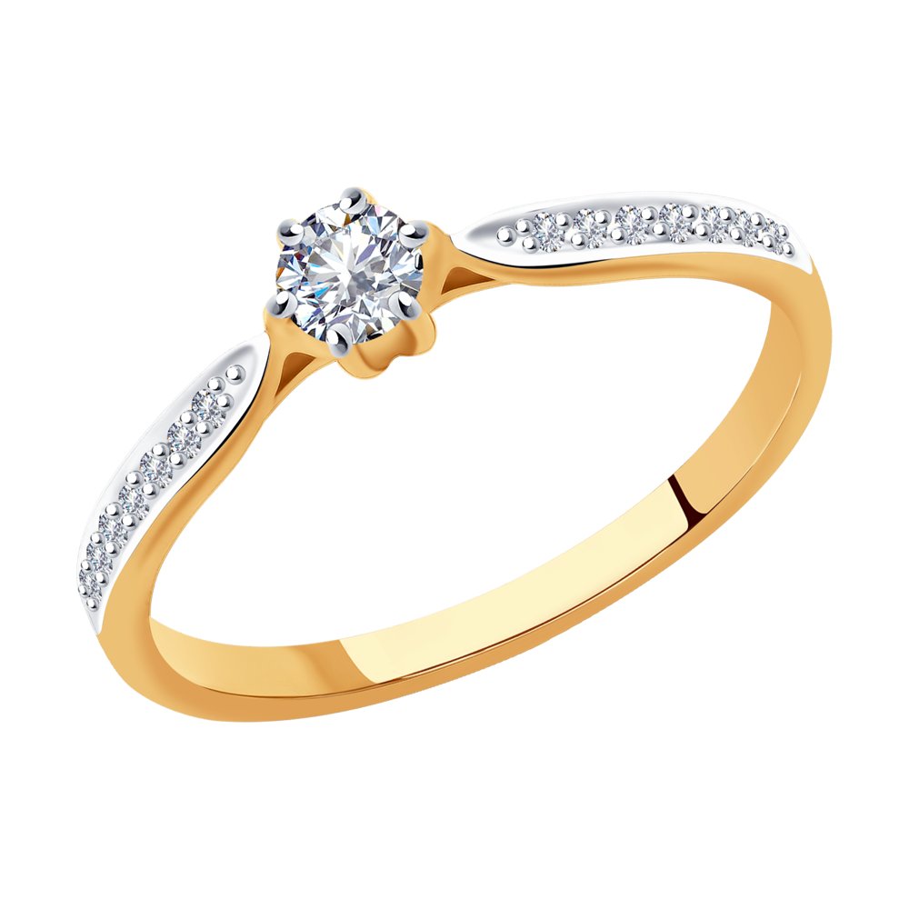Inel din Aur Roz 14K cu Diamante, articol 1011922, previzualizare foto 1