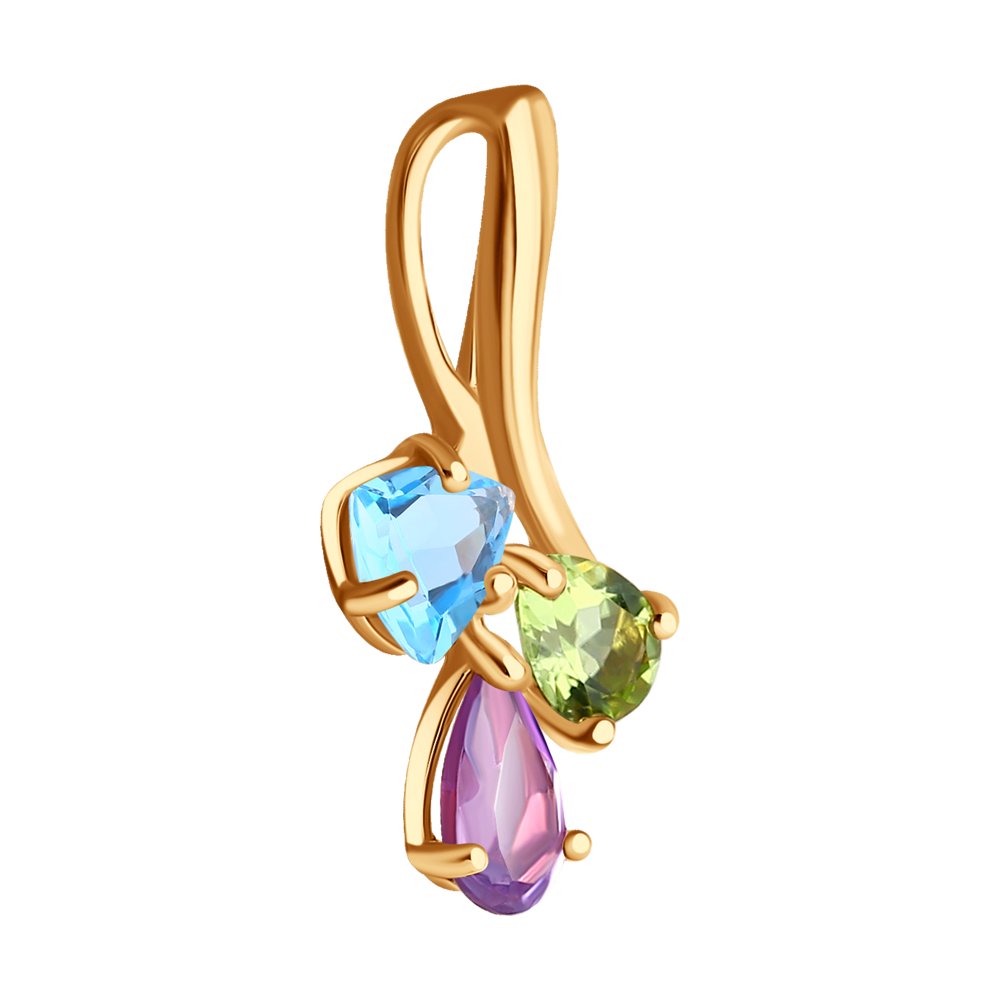 Pandativ din Aur Roz 14K cu Ametist, Topaz si Crisolit, articol 732028, previzualizare foto 2