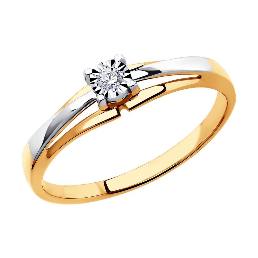 Inel din Aur Roz 14K cu Diamant, articol 1011559, previzualizare foto 1