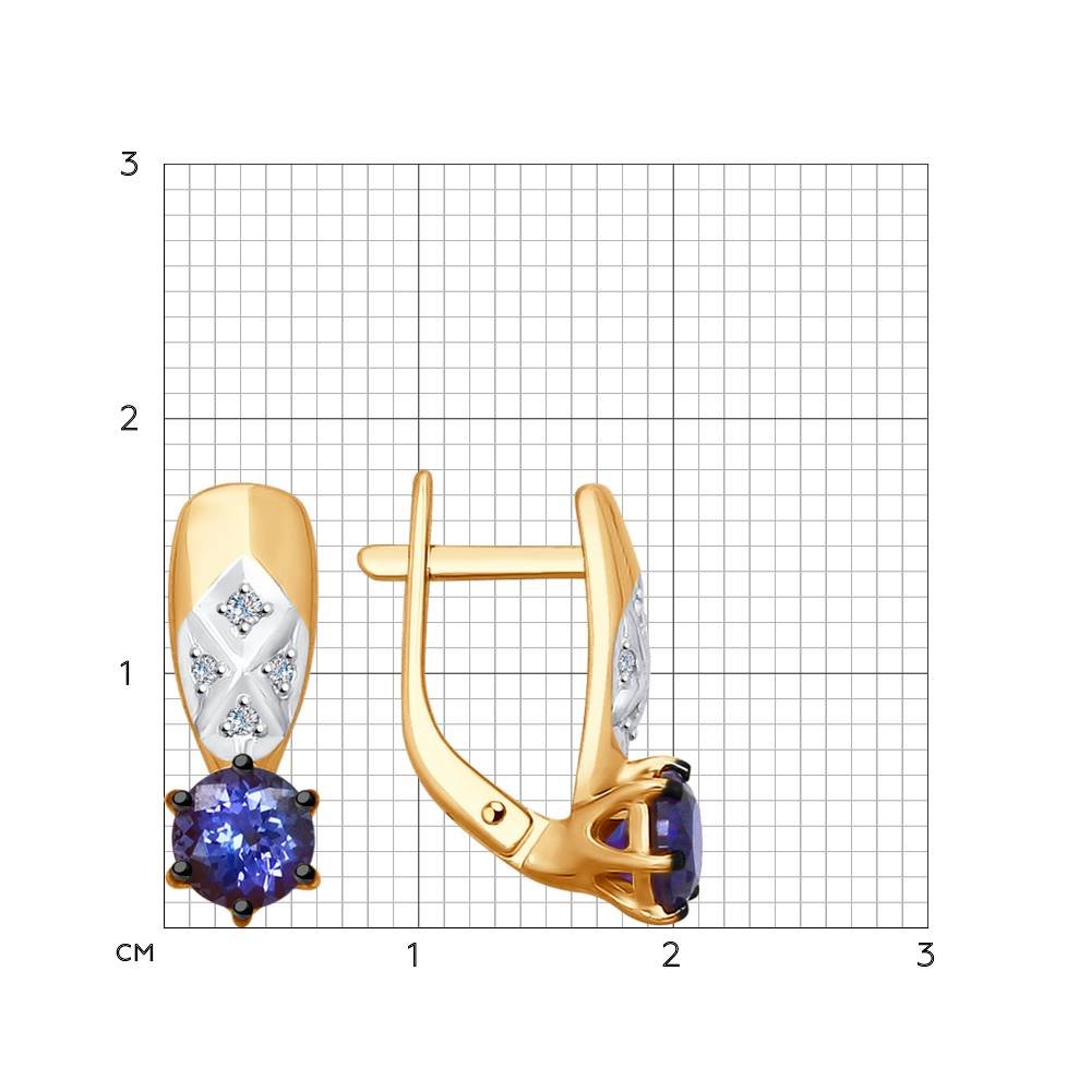 Cercei din Aur Roz 14k cu Diamante si Tanzanit, articol 6024052, previzualizare foto 2