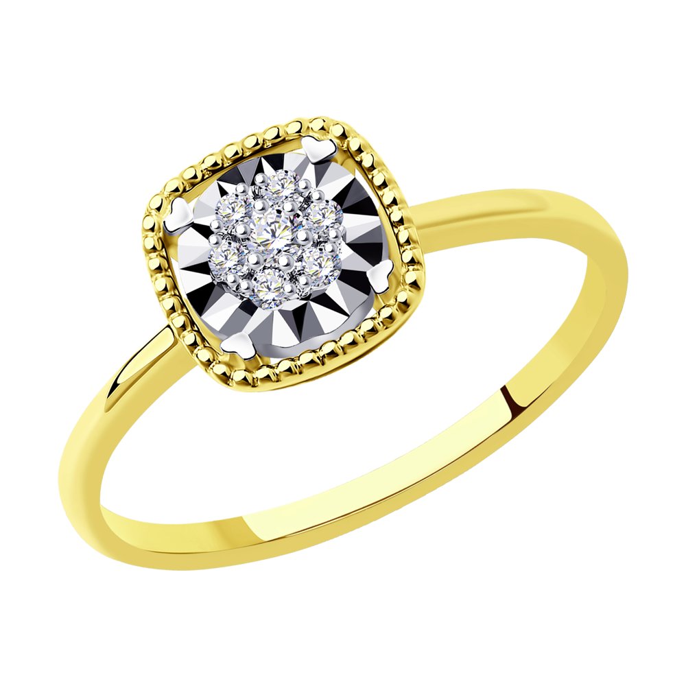 Inel din Aur Galben 14K cu Diamante, articol 1012143-2, previzualizare foto 1