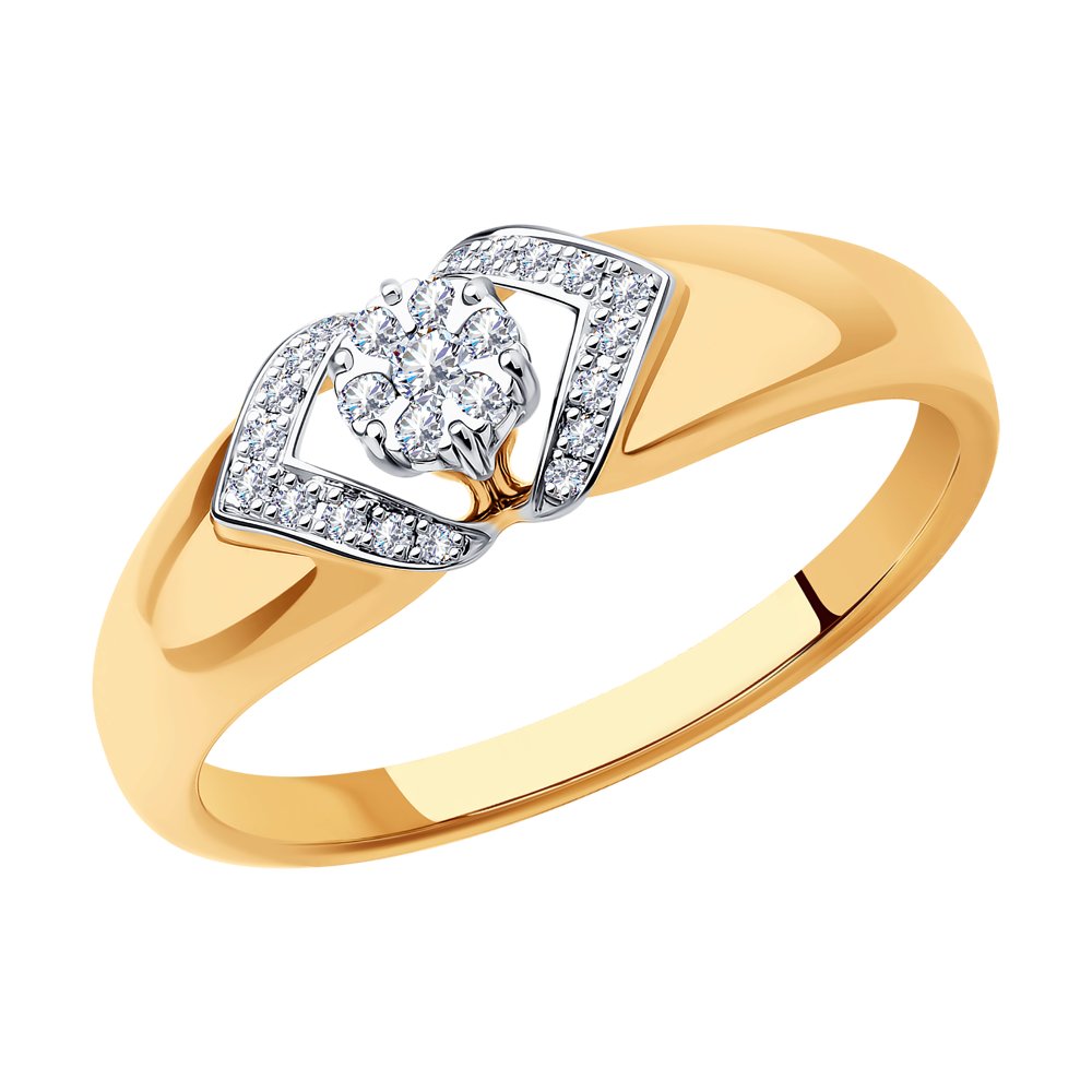 Inel din Aur Roz 14K cu Diamante, articol 1011477, previzualizare foto 1