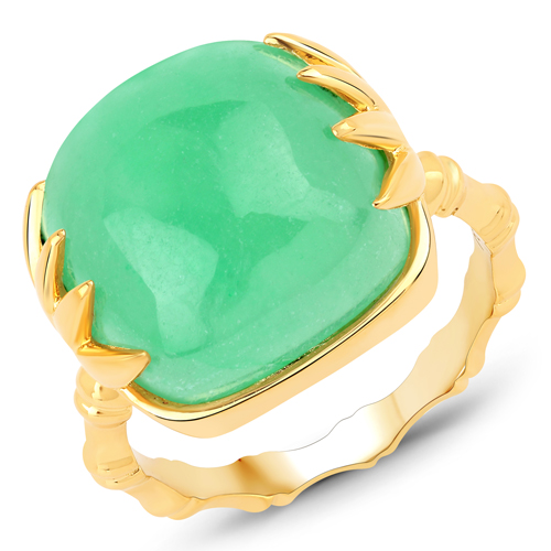 Inel din Argint placat cu Aur cu Jad Verde 17.4 Carate, articol QR29572GJADE-SS18KY, previzualizare foto 1