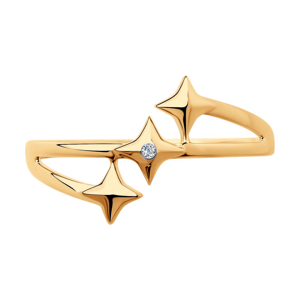 Inel din Aur Roz 14K cu Diamant Swarovski, articol 1011970-5, previzualizare foto 3