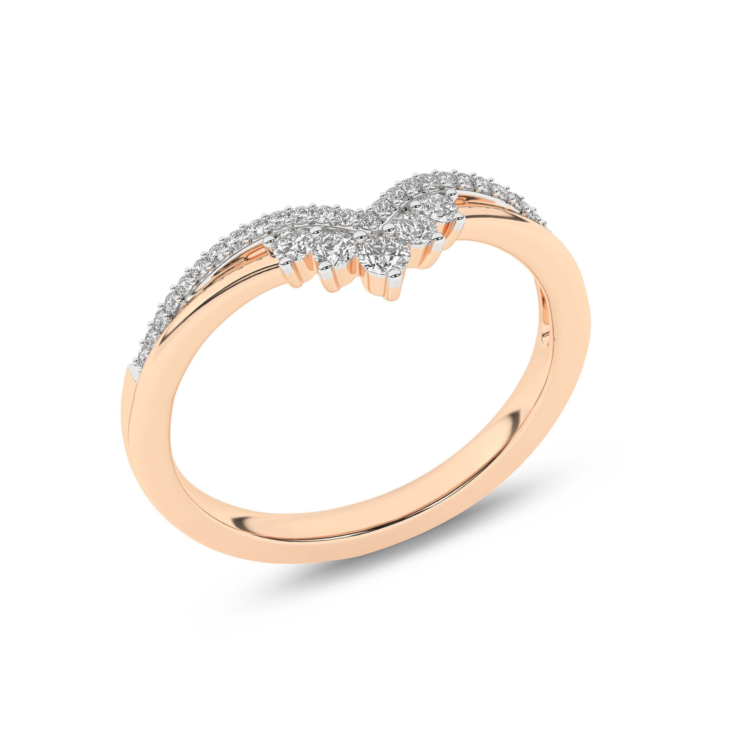 Inel din Aur Roz 14K cu Diamante, articol RF16788, previzualizare foto 4