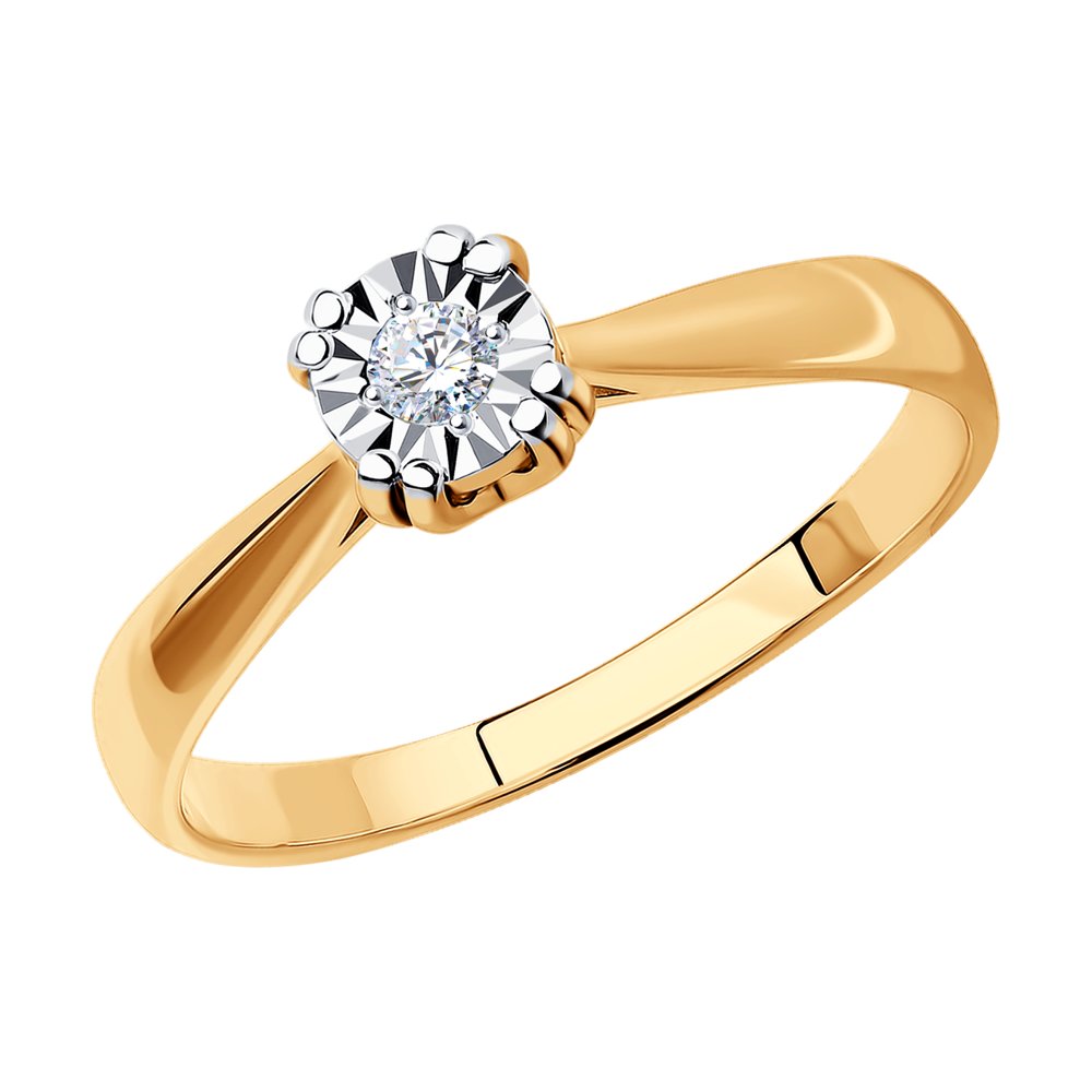 Inel din Aur Roz 14K cu Diamant, articol 1011766, previzualizare foto 1