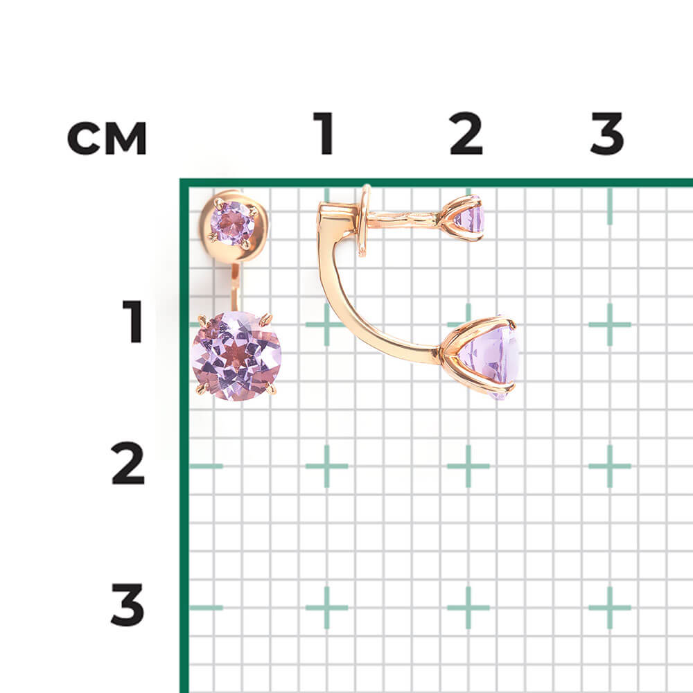 Cercei Aur Roz 14K cu Ametist, articol 02-2098-00-203-1110-46 №18 1, previzualizare foto 2