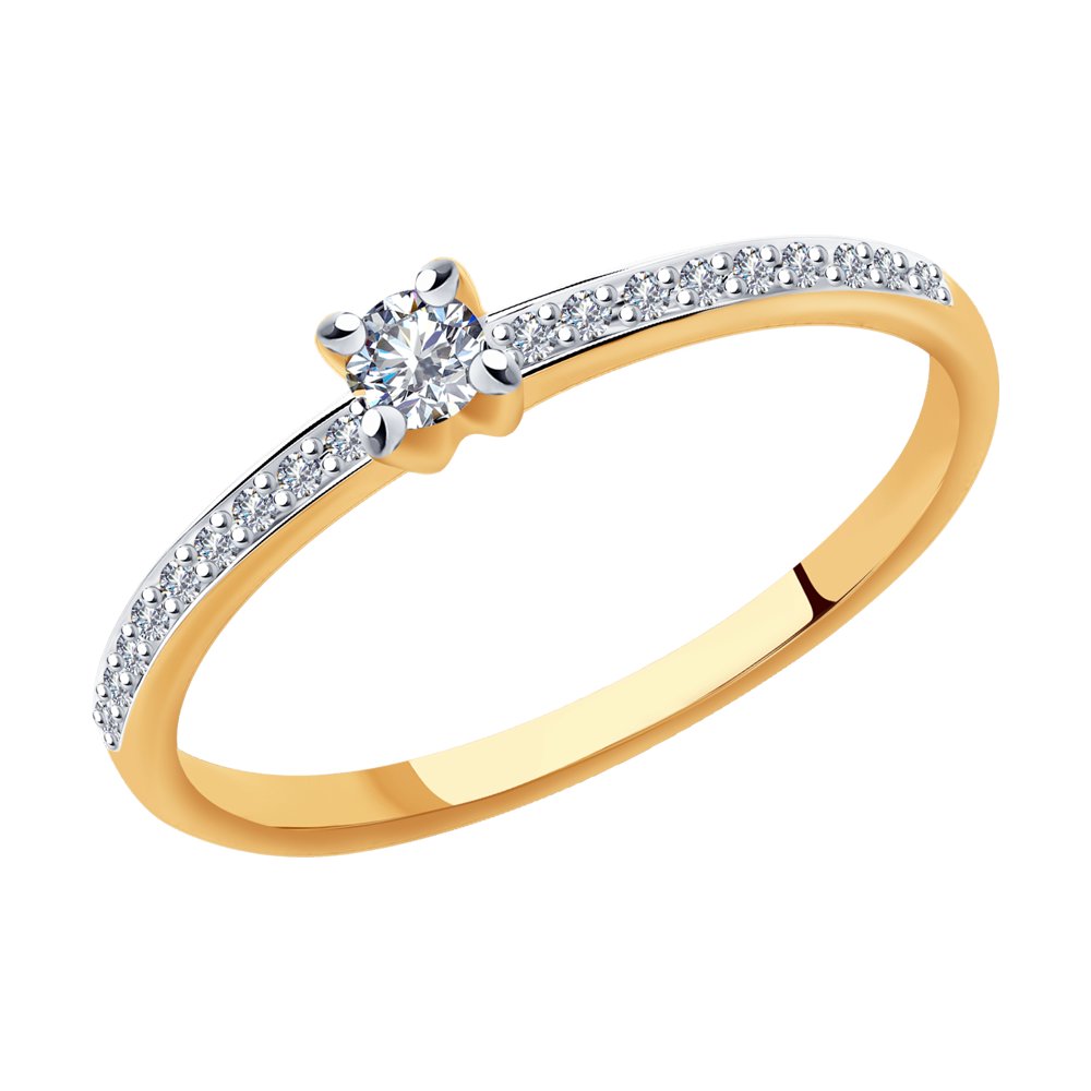 Inel din Aur Roz 14K cu Diamante, articol 1011914, previzualizare foto 1