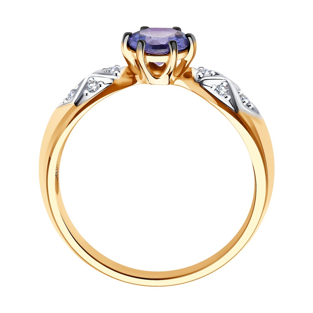 Inel din Aur Roz 14K cu Diamante si Tanzanit, articol 6014051, previzualizare foto 2
