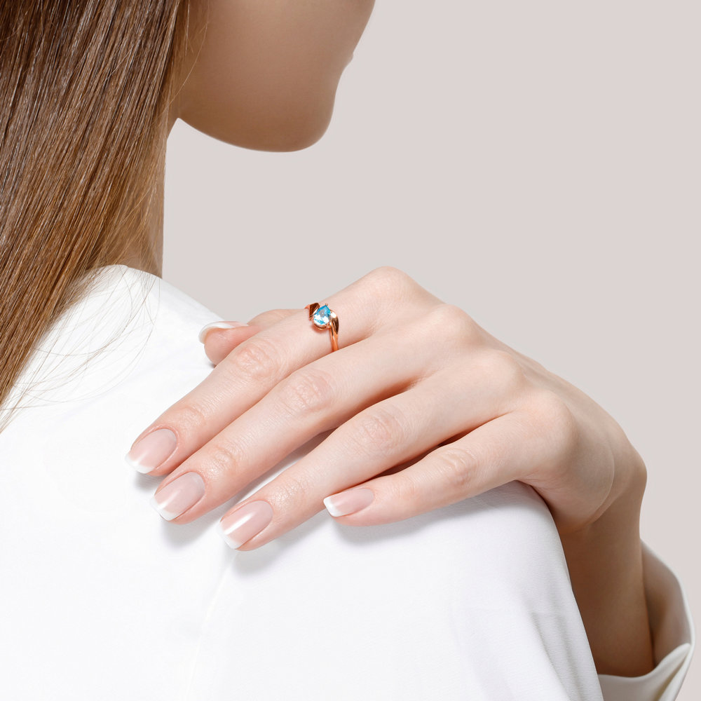 Inel din Aur Roz 14K cu Topaz, articol 714866, previzualizare foto 4