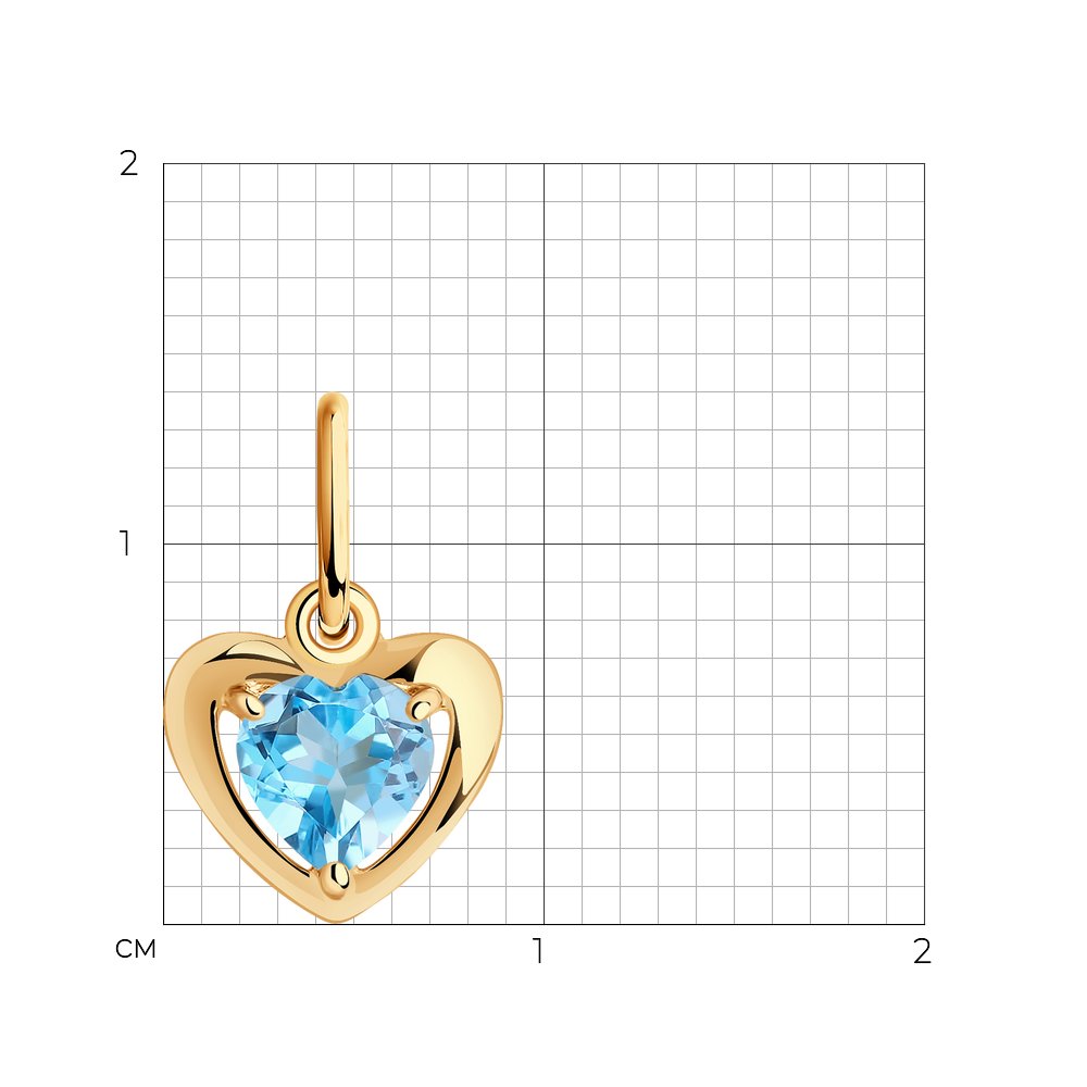 Pandantiv din Aur Roz 14K cu Topaz ""Inima"", articol 732195, previzualizare foto 3