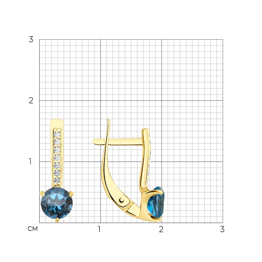 Cercei din Aur Galben 14K cu Topaz si Zirconiu, articol 727968-2, previzualizare foto 2